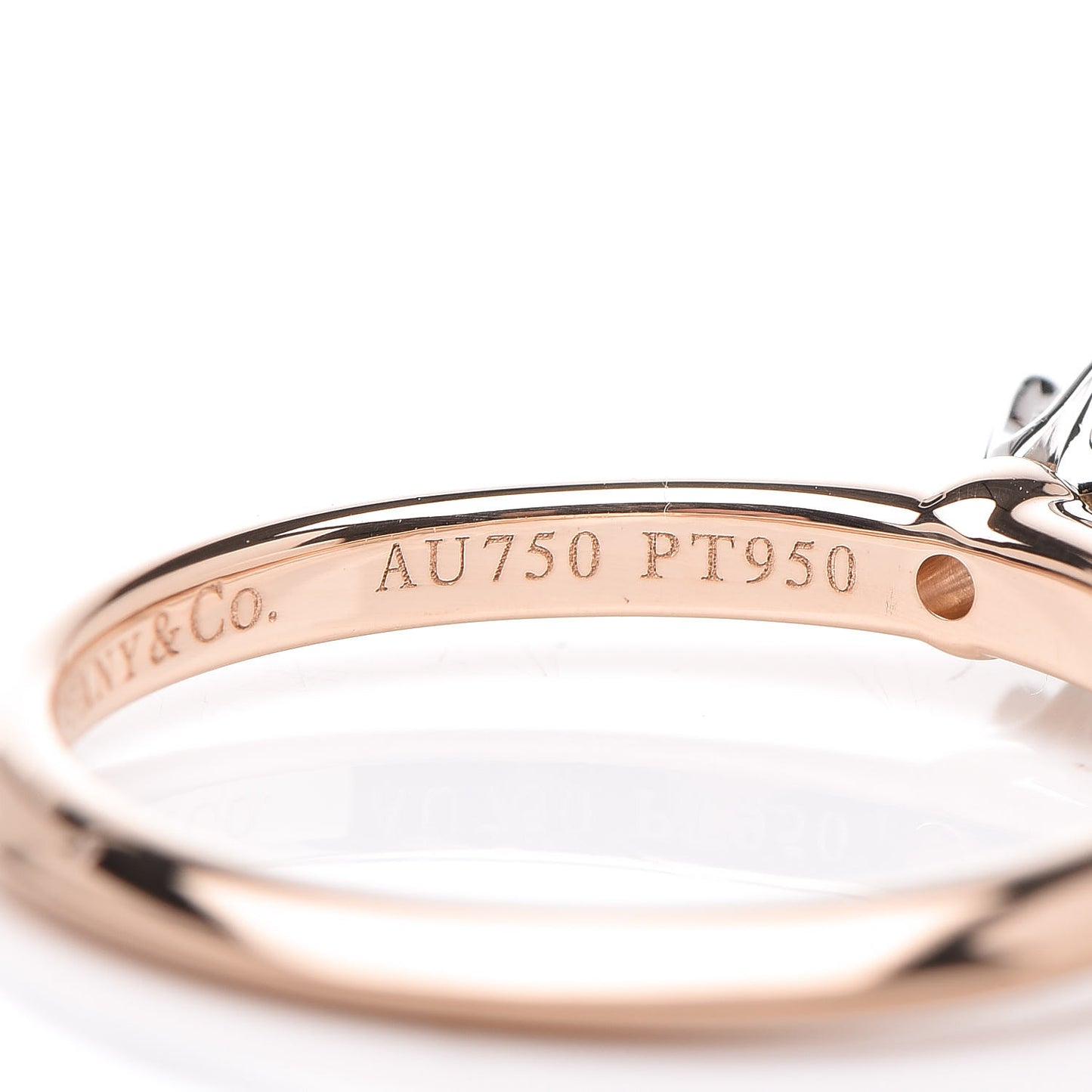 Platinum 18K Rose Gold Diamond .16ct Solitaire Ring 50 5.25