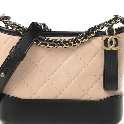 Chanel Aged Calfskin Quilted Small Gabrielle Hobo Beige Black 8 of 11