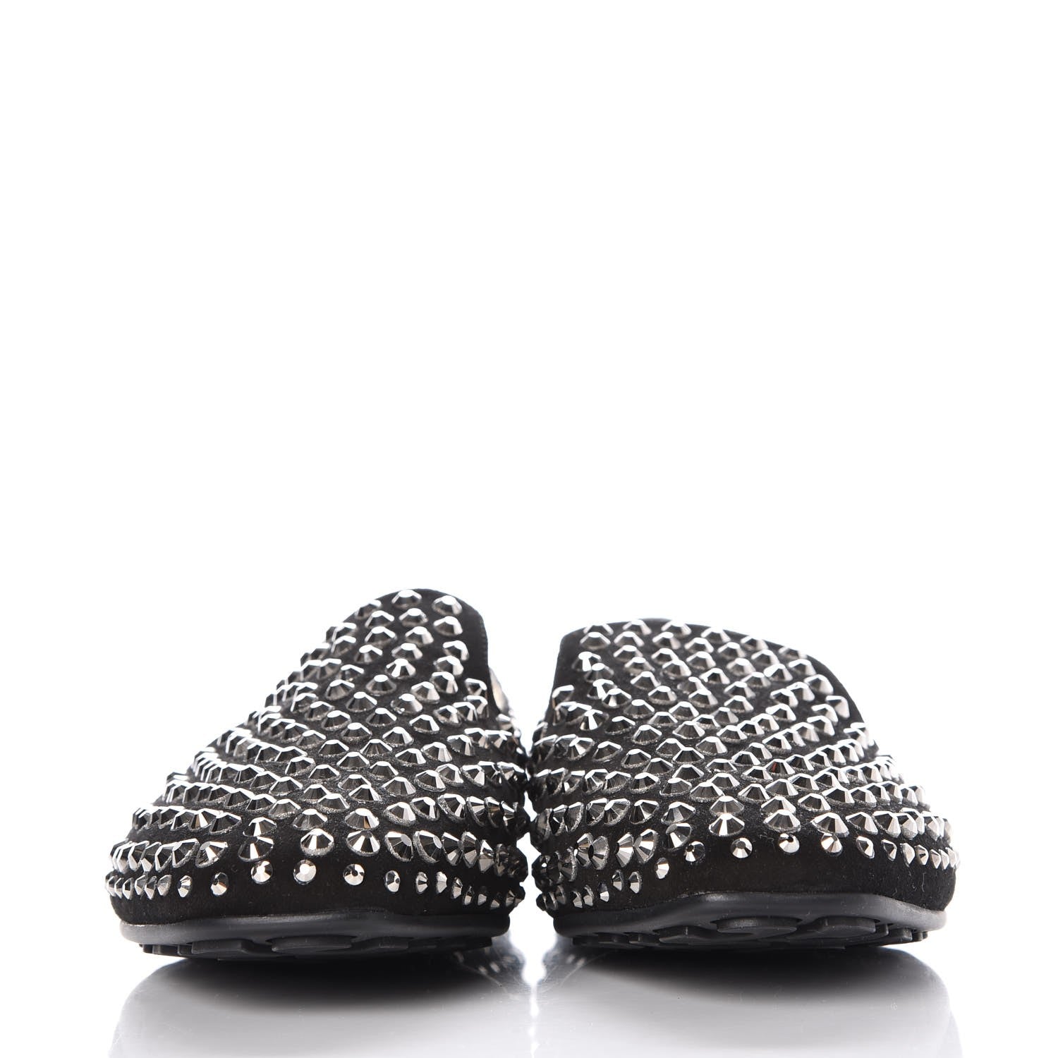Jimmy Choo Suede Studded Wheel Loafers 38 Black 2 of 11