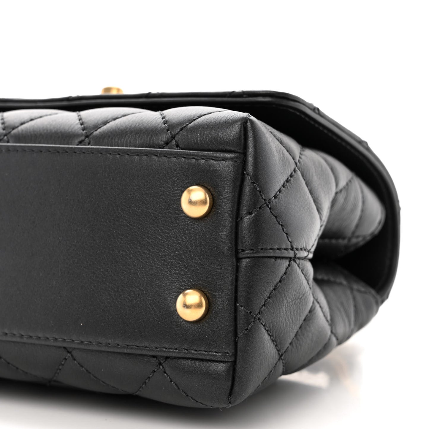 Calfskin Strass Quilted Extra Mini Coco Handle Flap Dark Grey