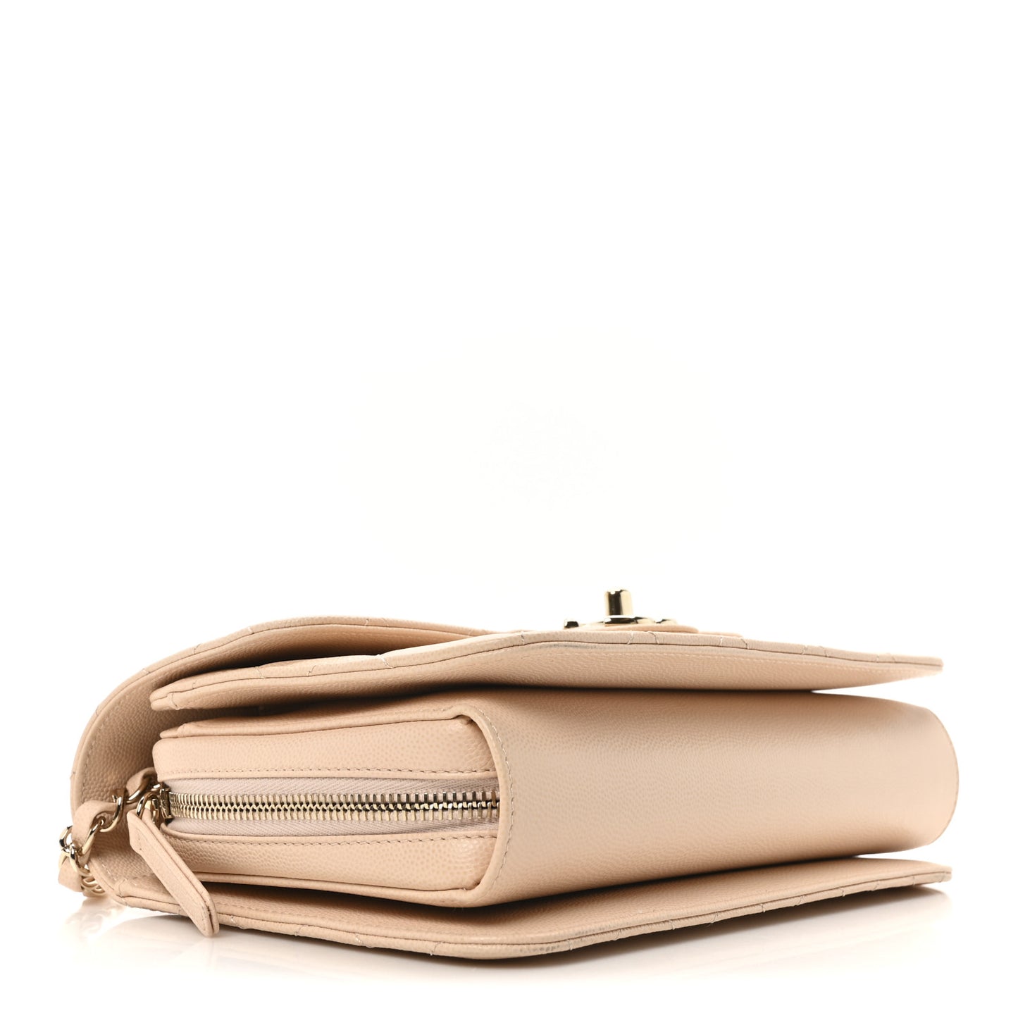 Caviar Quilted Large Like A Wallet Flap Light Beige
