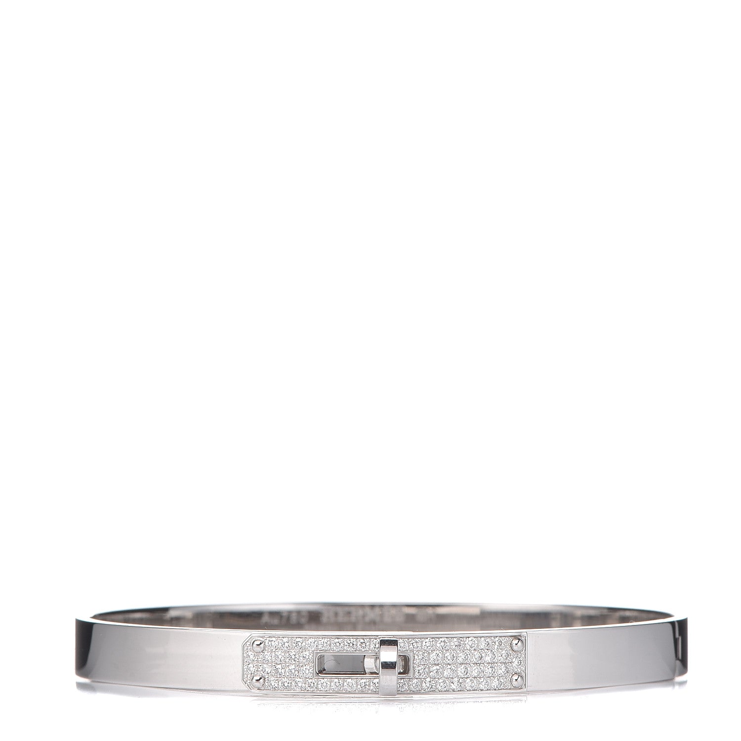 Hermes 18K White Gold Diamond PM Kelly Pave Bracelet SH 1 of 5