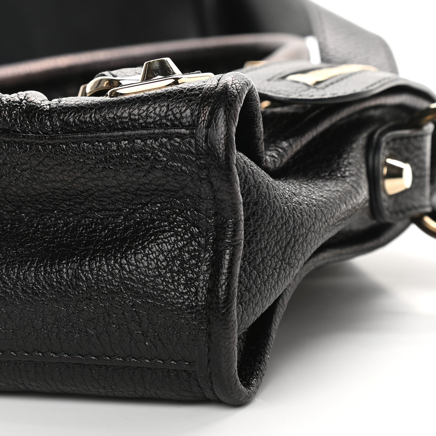 Chevre Gold Metallic Edge Hardware Mini City Black