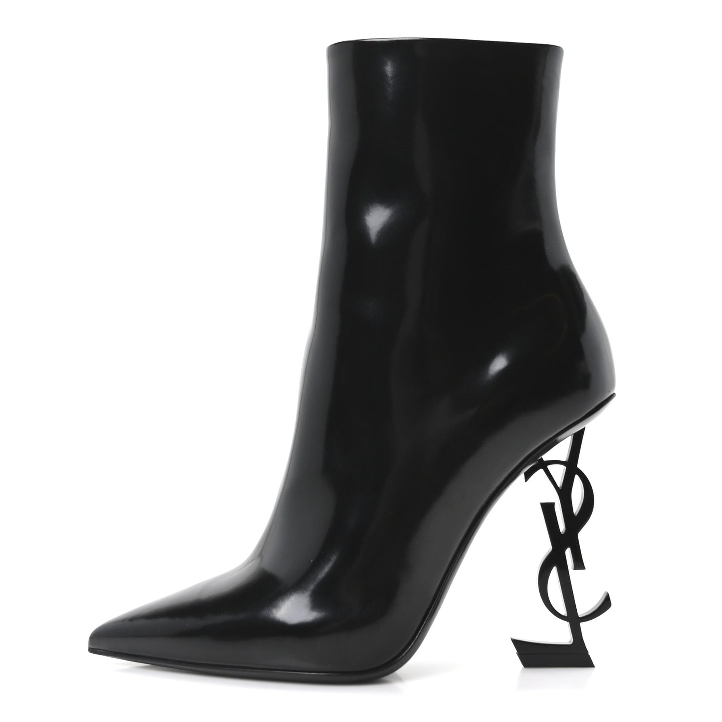 Glazed Calfskin Opyum Ankle Boots 37.5 Black