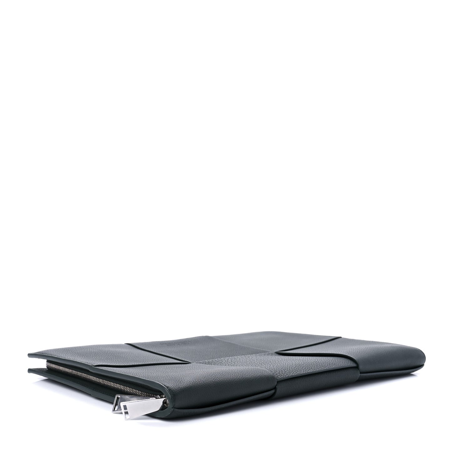 Grained Calfskin Maxi Intrecciato Document Case Pine Green