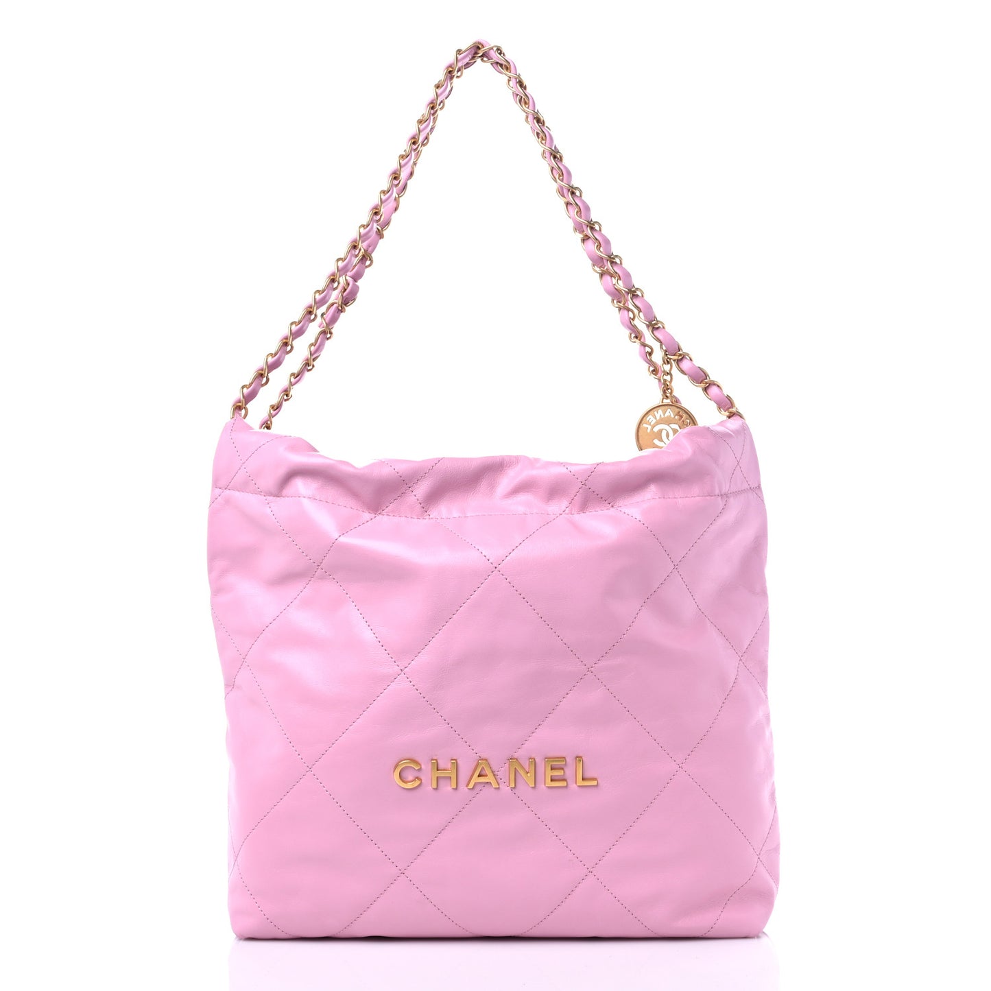 Shiny Calfskin Quilted Small Chanel 22 Pink