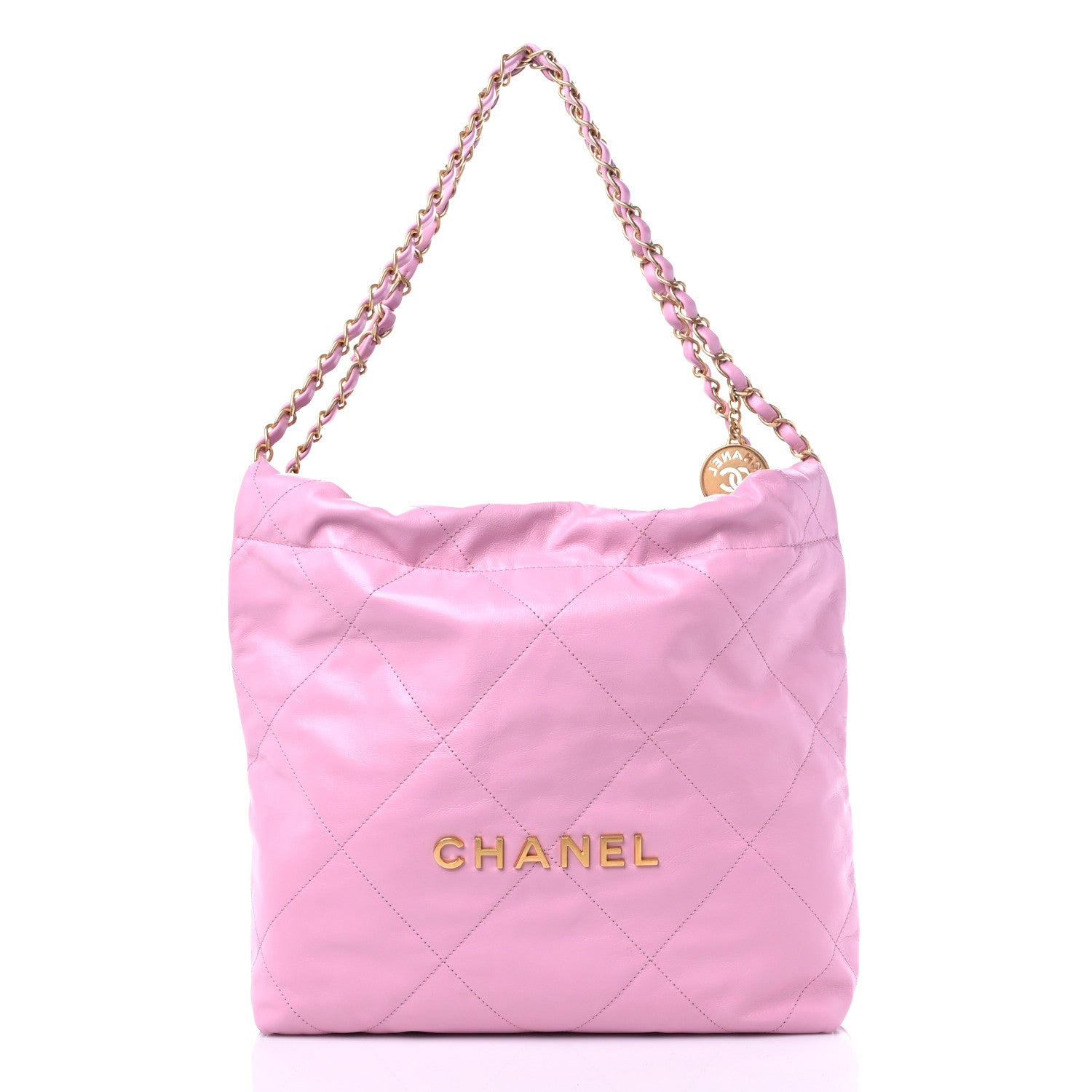 Chanel Shiny Calfskin Quilted Small Chanel 22 Pink 3 of 11