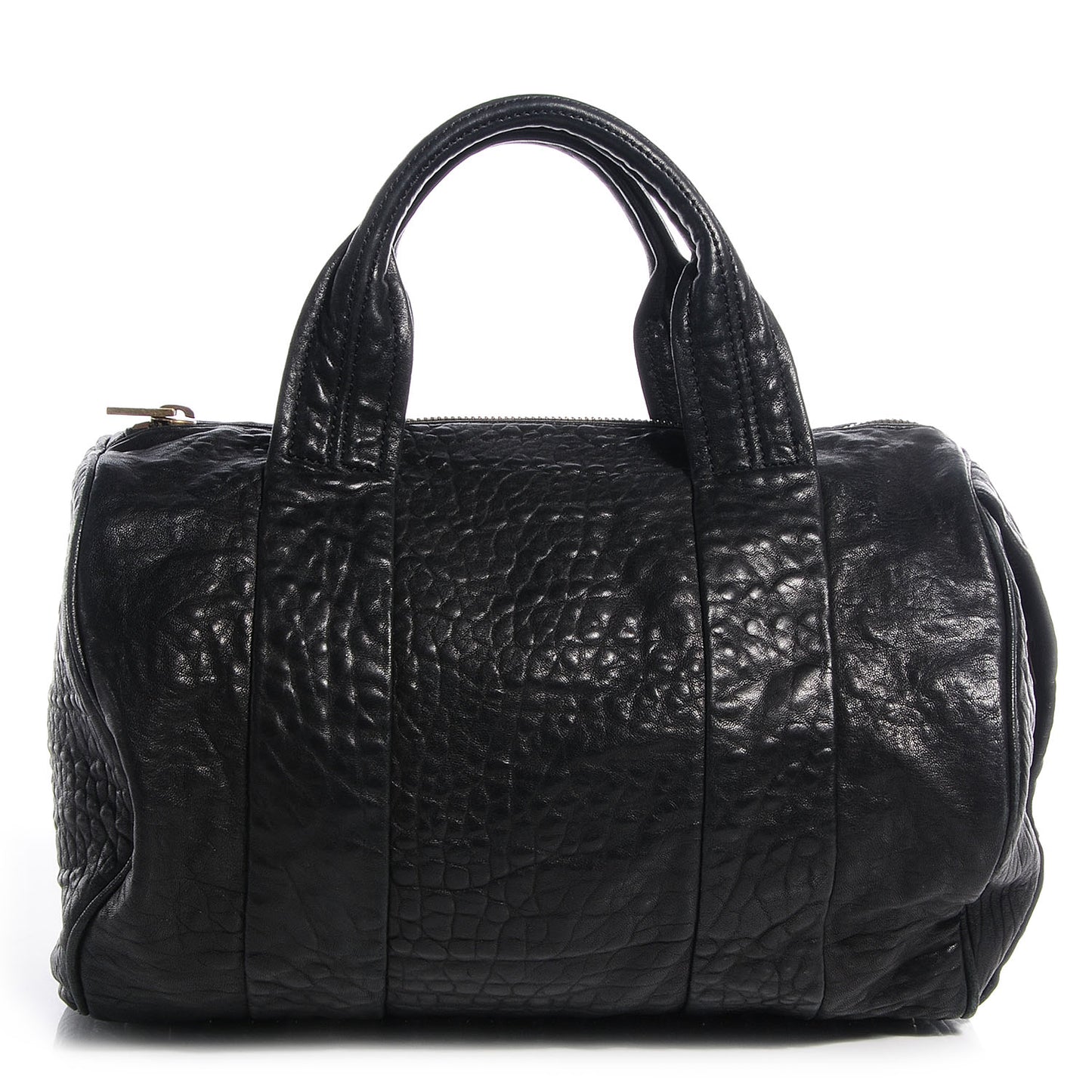 Pebbled Leather Rocco Black Antique Brass Hardware