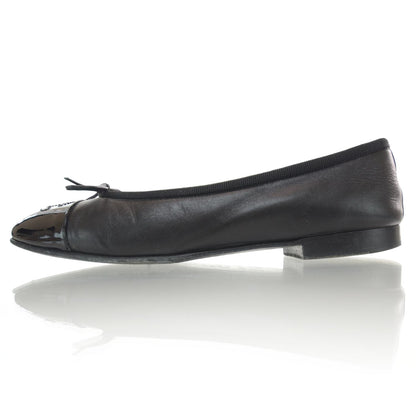 Chanel Patent Cap Toe Ballet Flats 35.5 Black 1 of 6