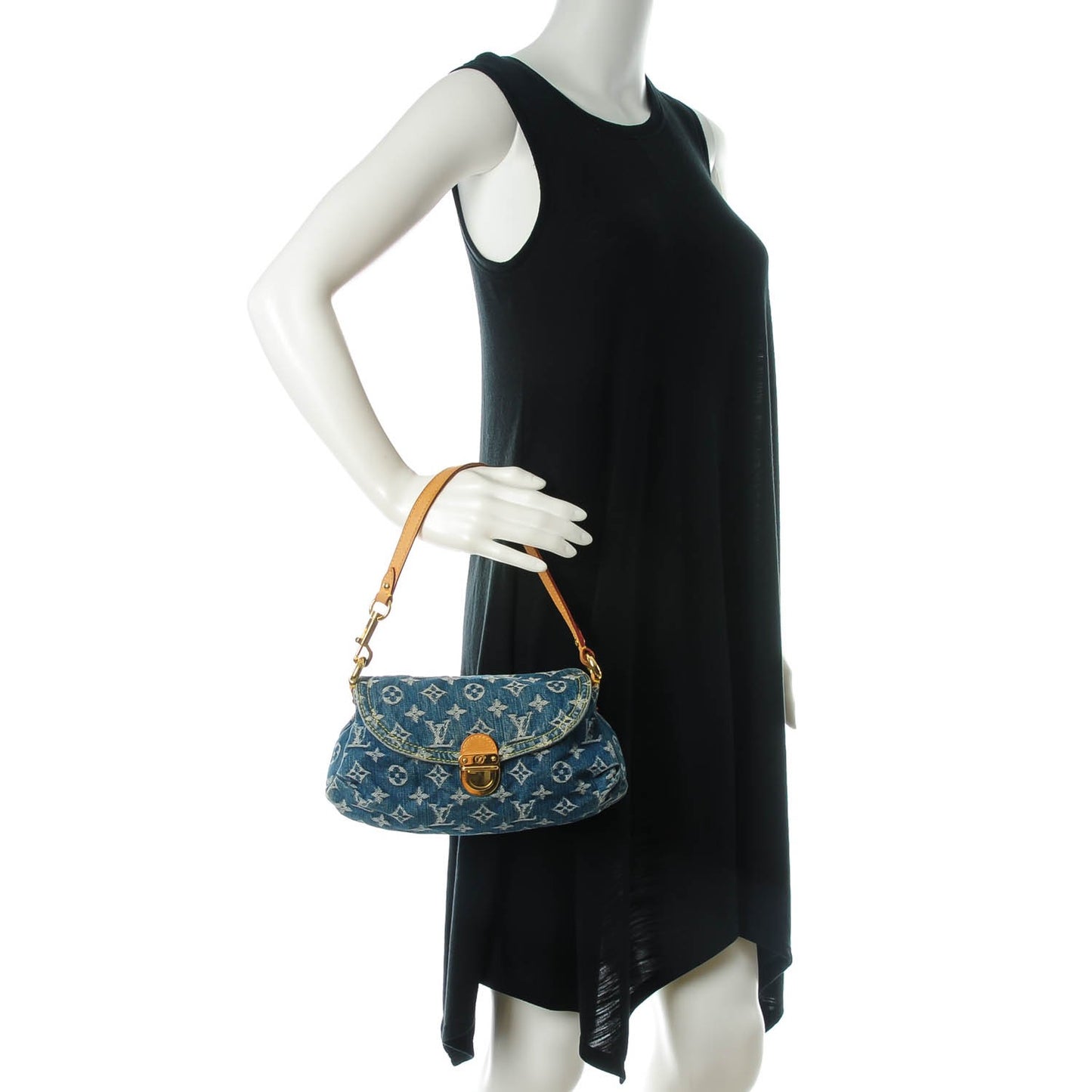 Monogram Denim Mini Pleaty Blue