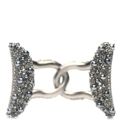 Chanel Pearl Crystal Cuff Silver 3 of 4