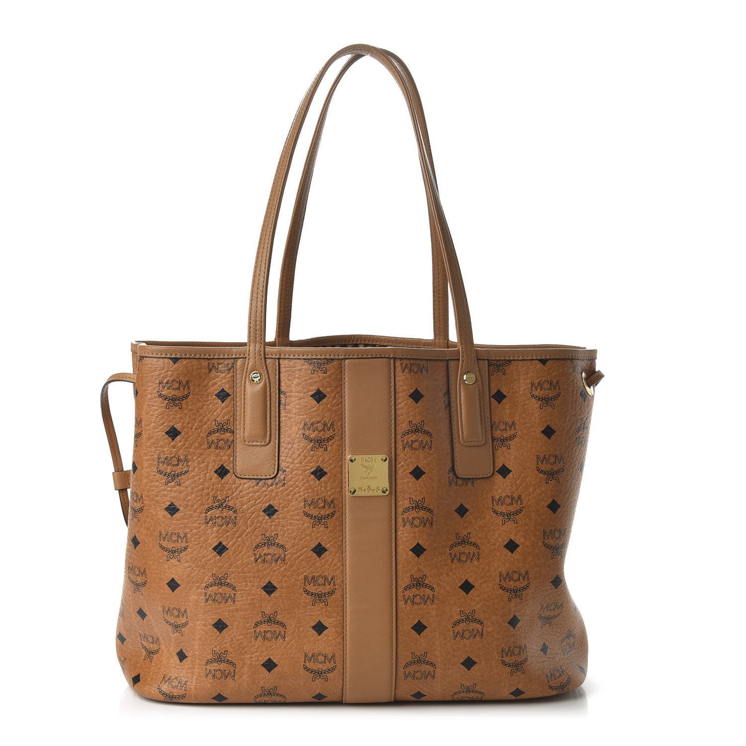 MCM Visetos Medium Liz Reversible Shopper Tote Cognac 3 of 16