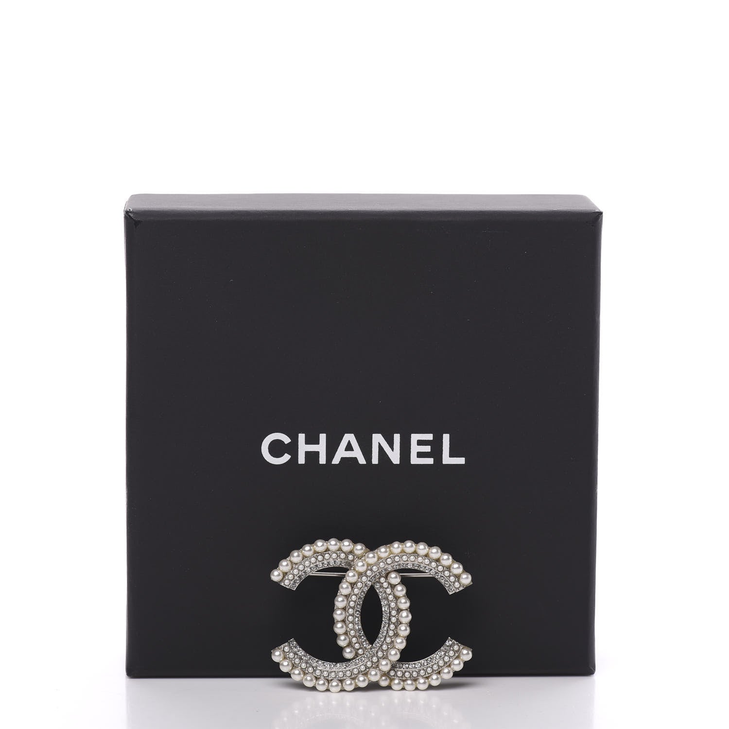 Chanel Pearl Crystal CC Brooch Silver 5 of 5