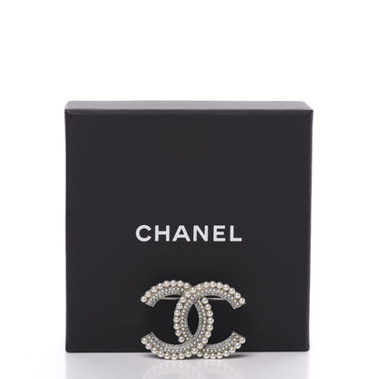 Chanel Pearl Crystal CC Brooch Silver 5 of 5