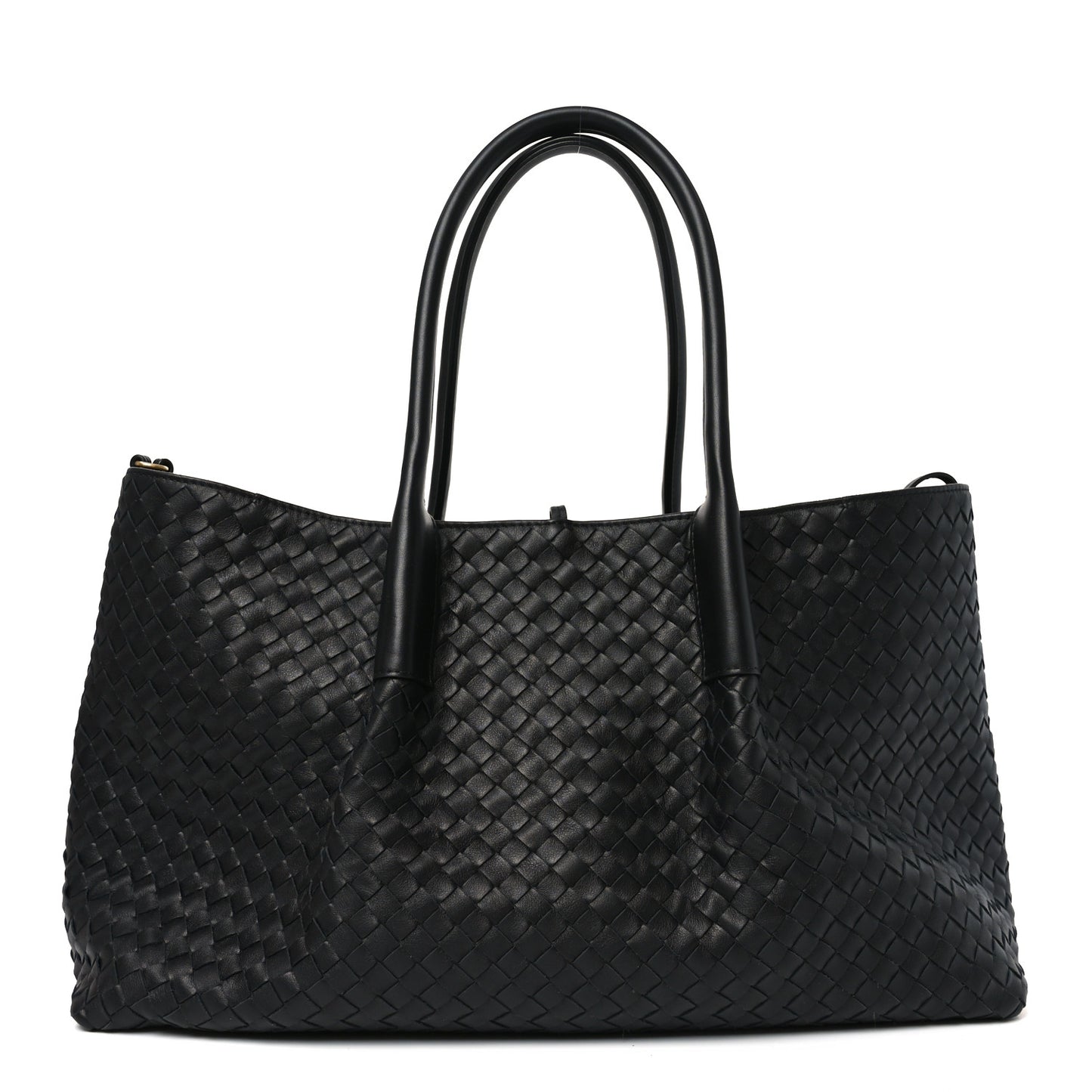 Calfskin Intrecciato Large Pinacoteca Reversible Tote Black