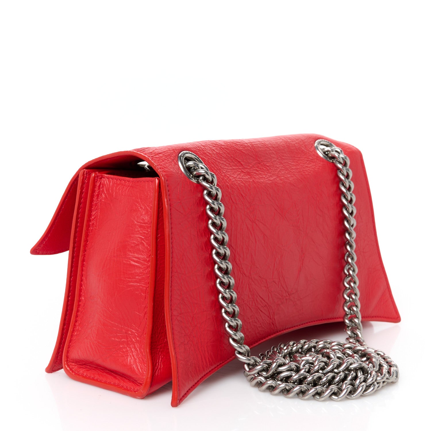 Balenciaga Arena Calfskin Small Crush Chain Bag Tomato Red 1755360