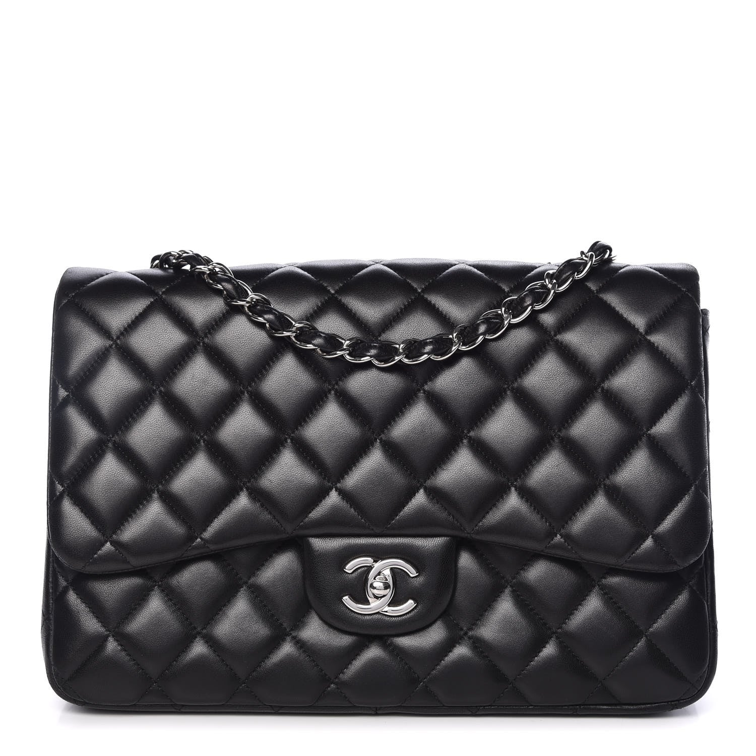 Chanel Lambskin Quilted Jumbo Single Flap Black 1 of 9