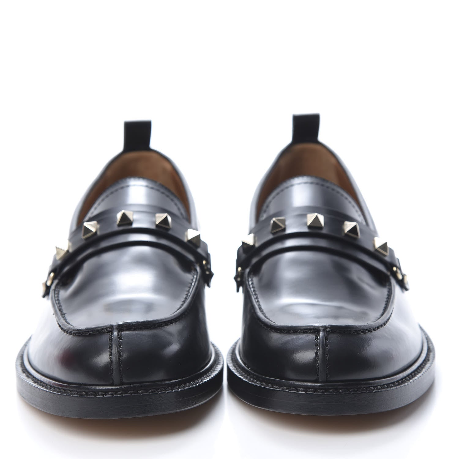 Valentino Garavani Calfskin Rockstud Abraded Loafers 39.5 Black 2 of 7