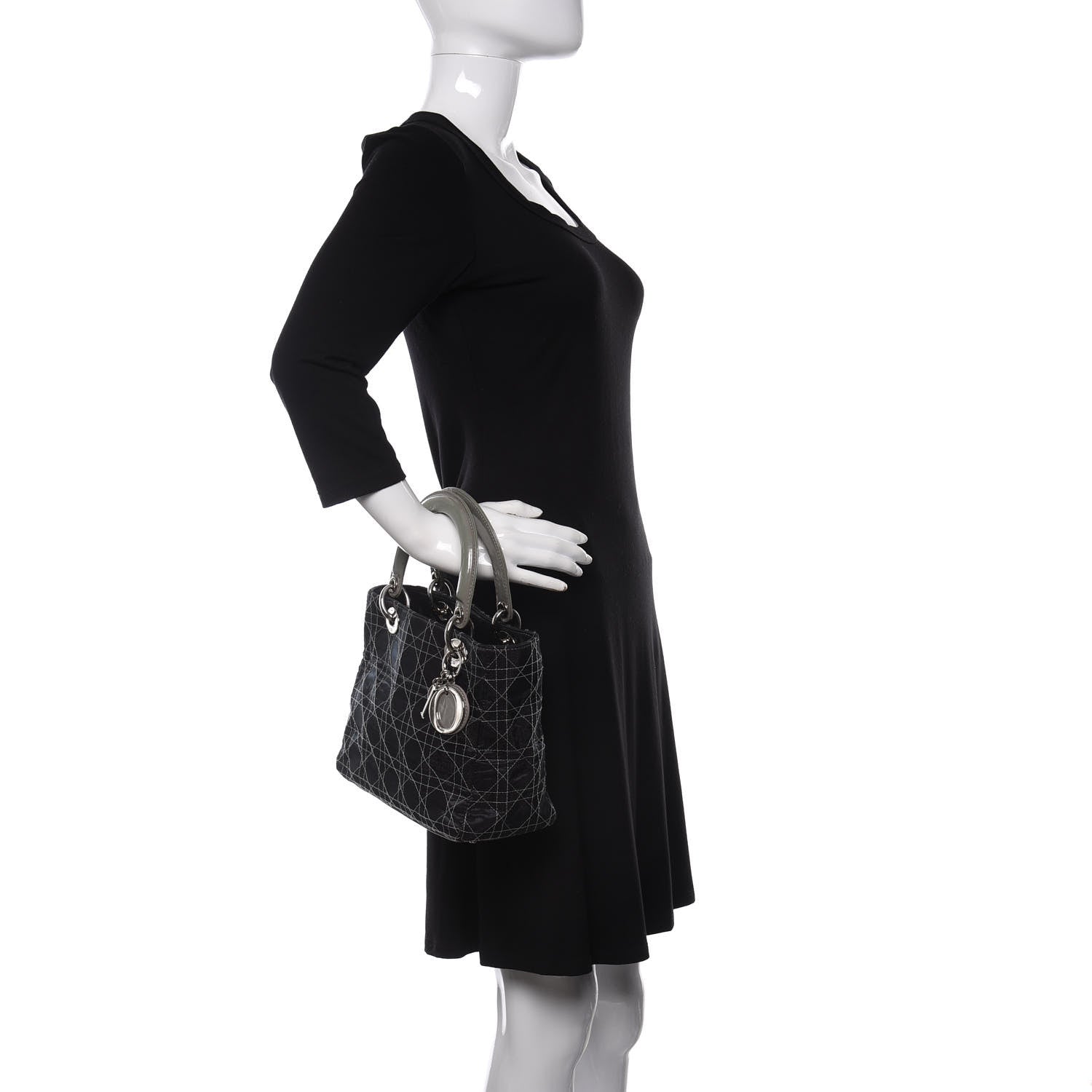 Christian Dior Satin Cannage Medium Lady Dior Black 2 of 9