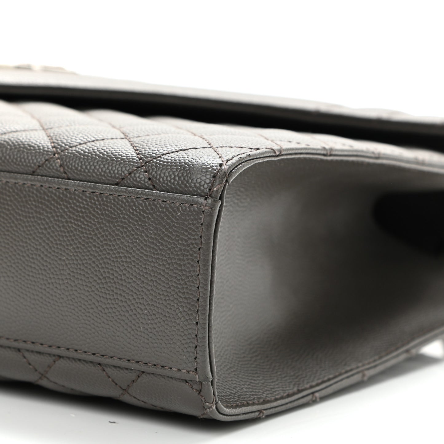 Grain De Poudre Textured Mixed Matelasse Large Triquilt Monogram Satchel Earth