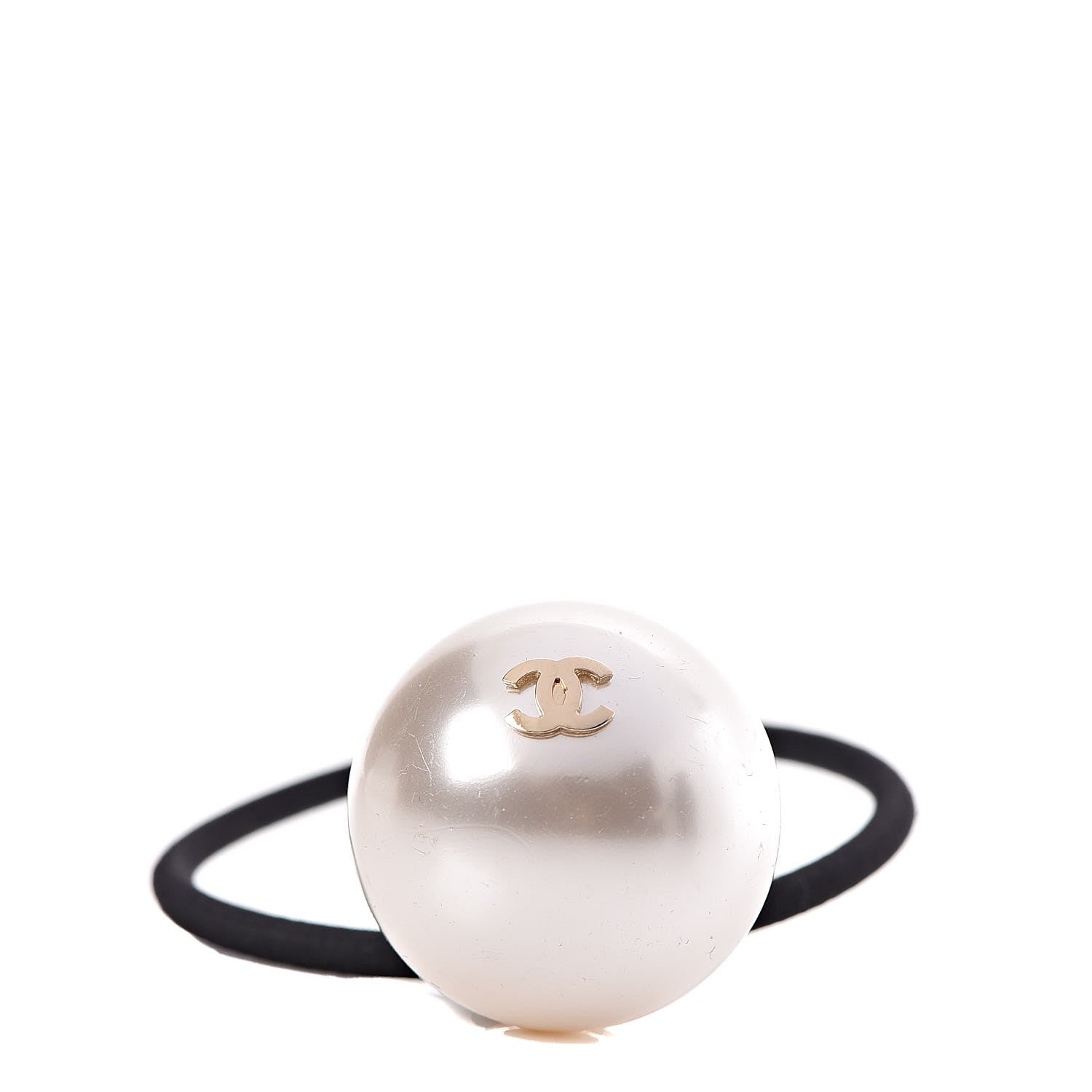 Chanel Pearl CC Hair Tie Black White 1 of 4