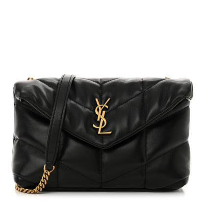 Saint Laurent Lambskin Quilted Toy Loulou Puffer Monogram Chain Satchel Black 1 of 11