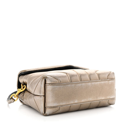 Saint Laurent Metallic Calfskin Y Quilted Monogram Toy Loulou Crossbody Bag Piombo 3 of 13