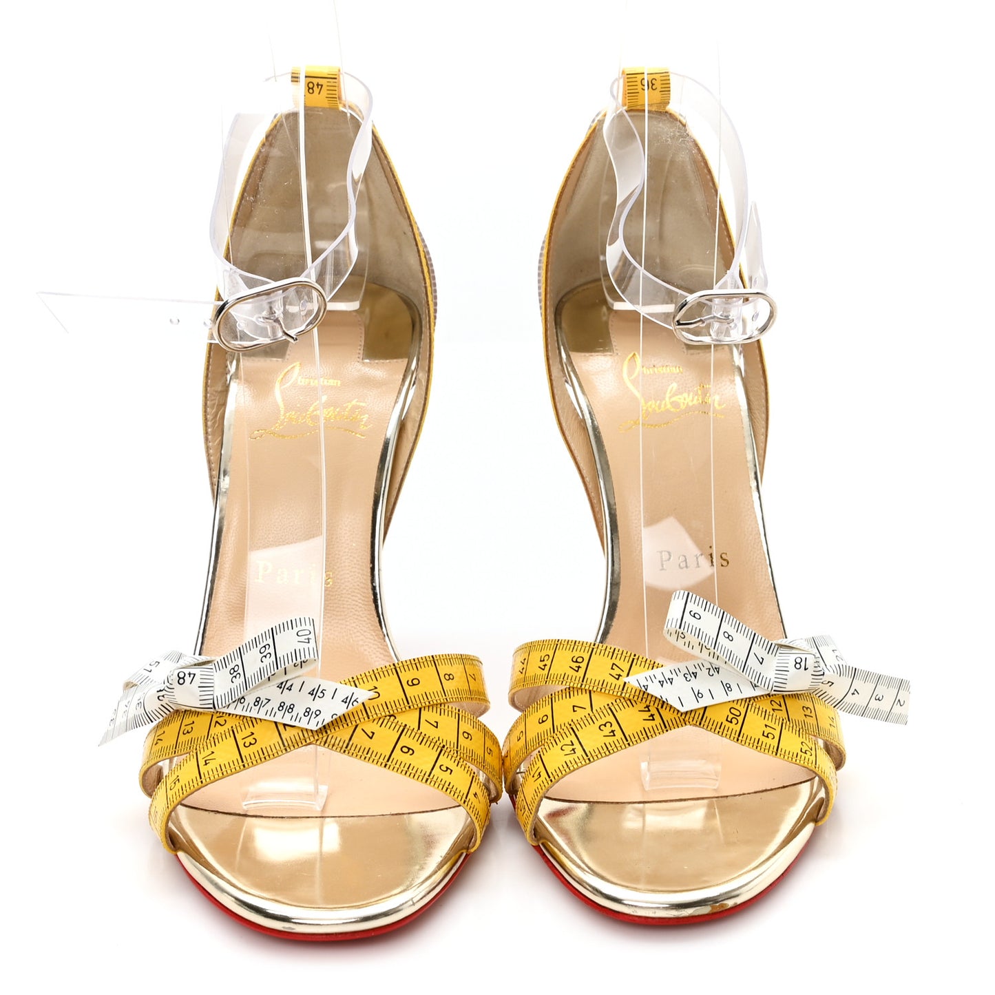 PVC Patent Ruban Calfskin Metricathy 100 Sandal Pumps 37.5 Transparent Yellow