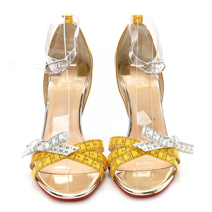 Christian Louboutin PVC Patent Ruban Calfskin Metricathy 100 Sandal Pumps 37.5 Transparent Yellow 3 of 9
