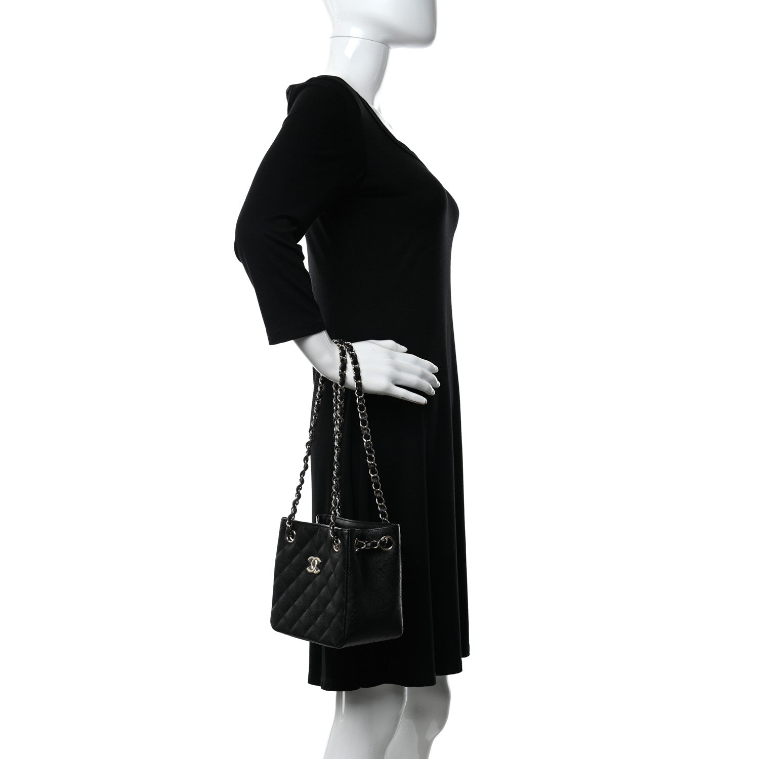 Chanel Caviar Quilted Mini Bucket Bag Black 2 of 8
