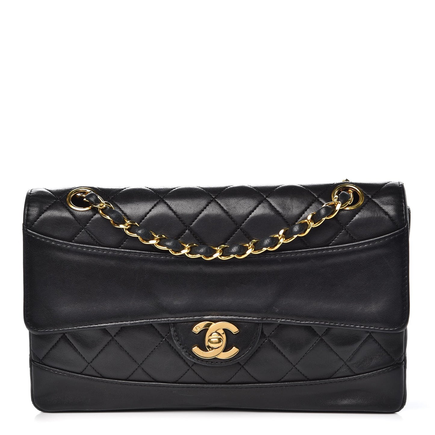 Lambskin Quilted Small Single Flap Black