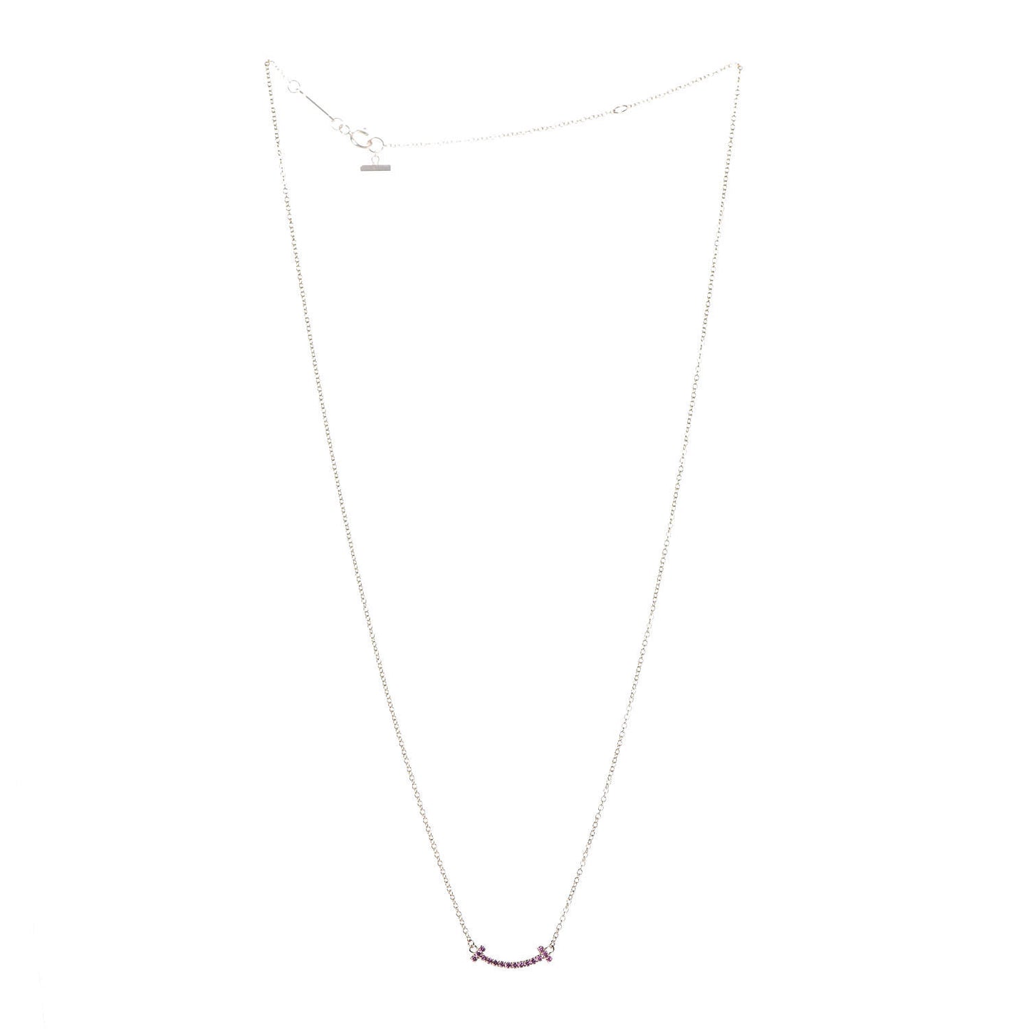 18K Rose Gold Pink Sapphire Mini T Smile Pendant Necklace