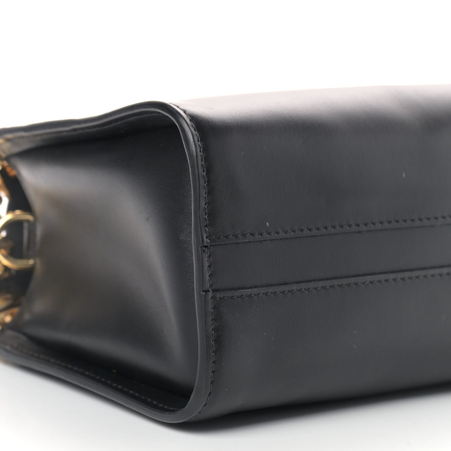 Shiny Calfskin Mini Annie Shoulder Bag Black