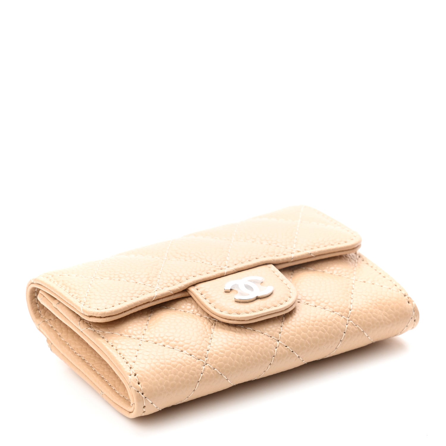 Chanel Caviar Quilted Flap Card Holder Wallet Beige 4 of 8