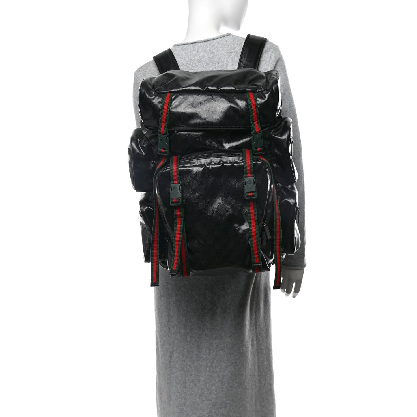 GG Crystal Monogram Web Backpack Black