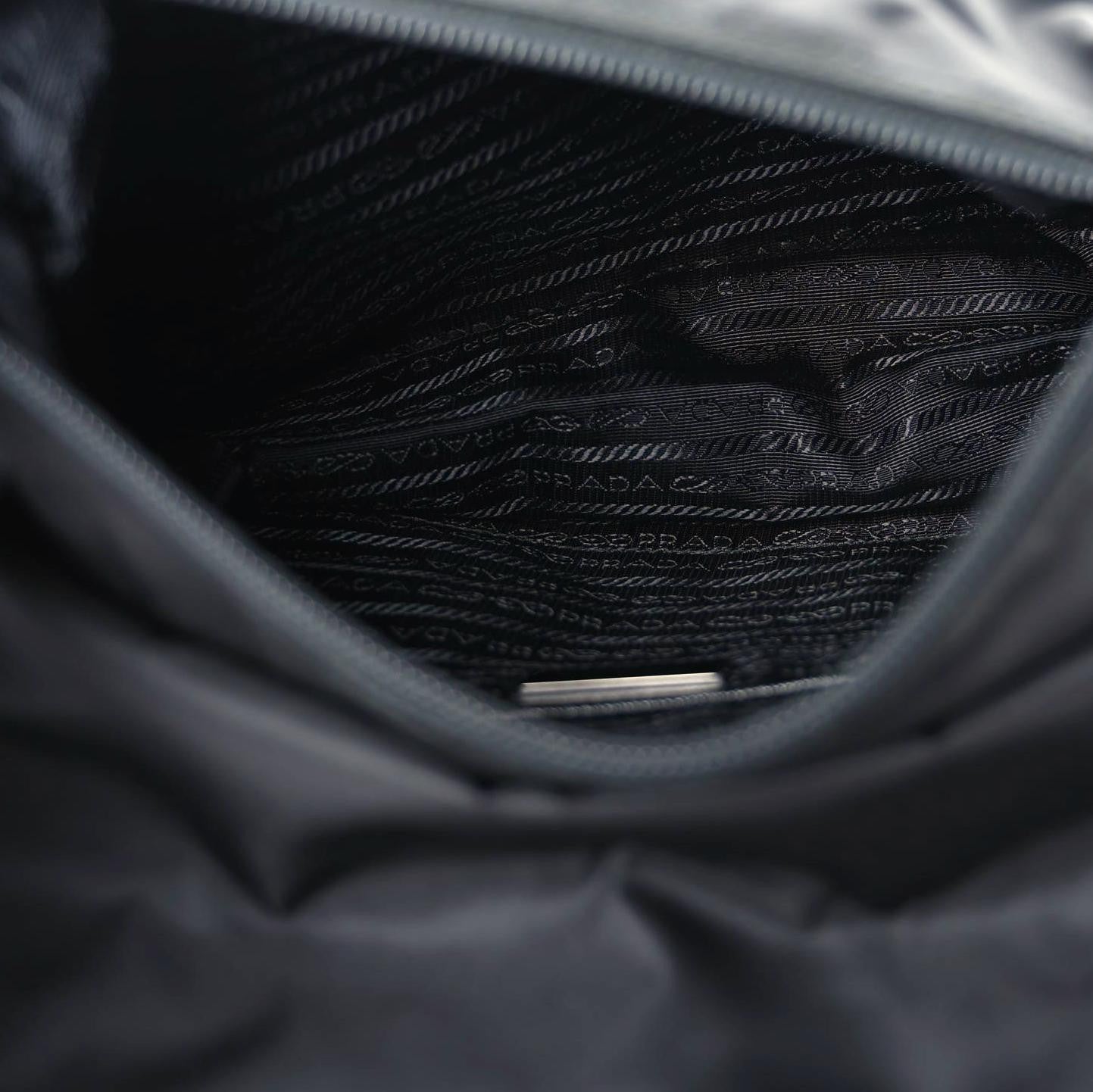 Nylon Vela Saffiano Single Buckle Messenger Shoulder Bag Black