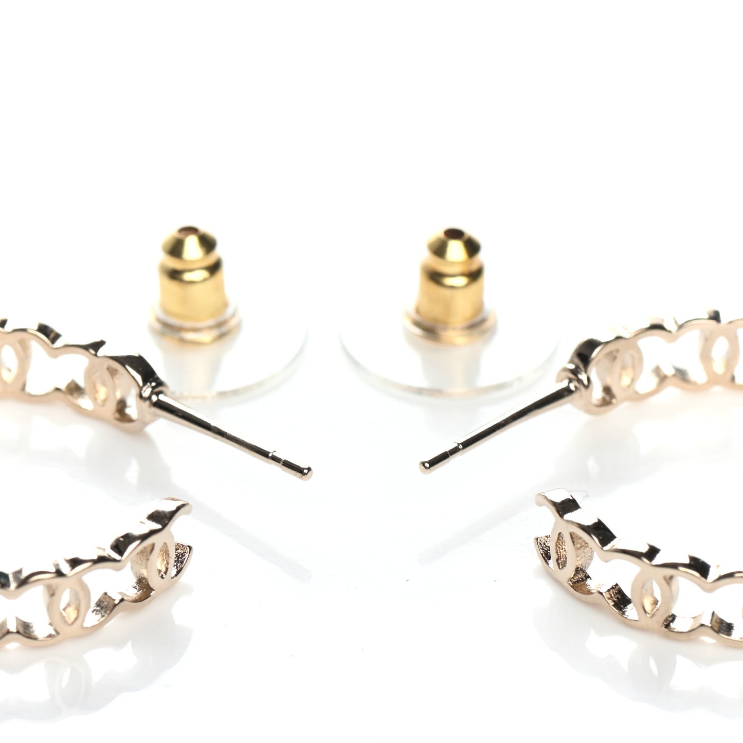 Metal CC Hoop Earrings Gold