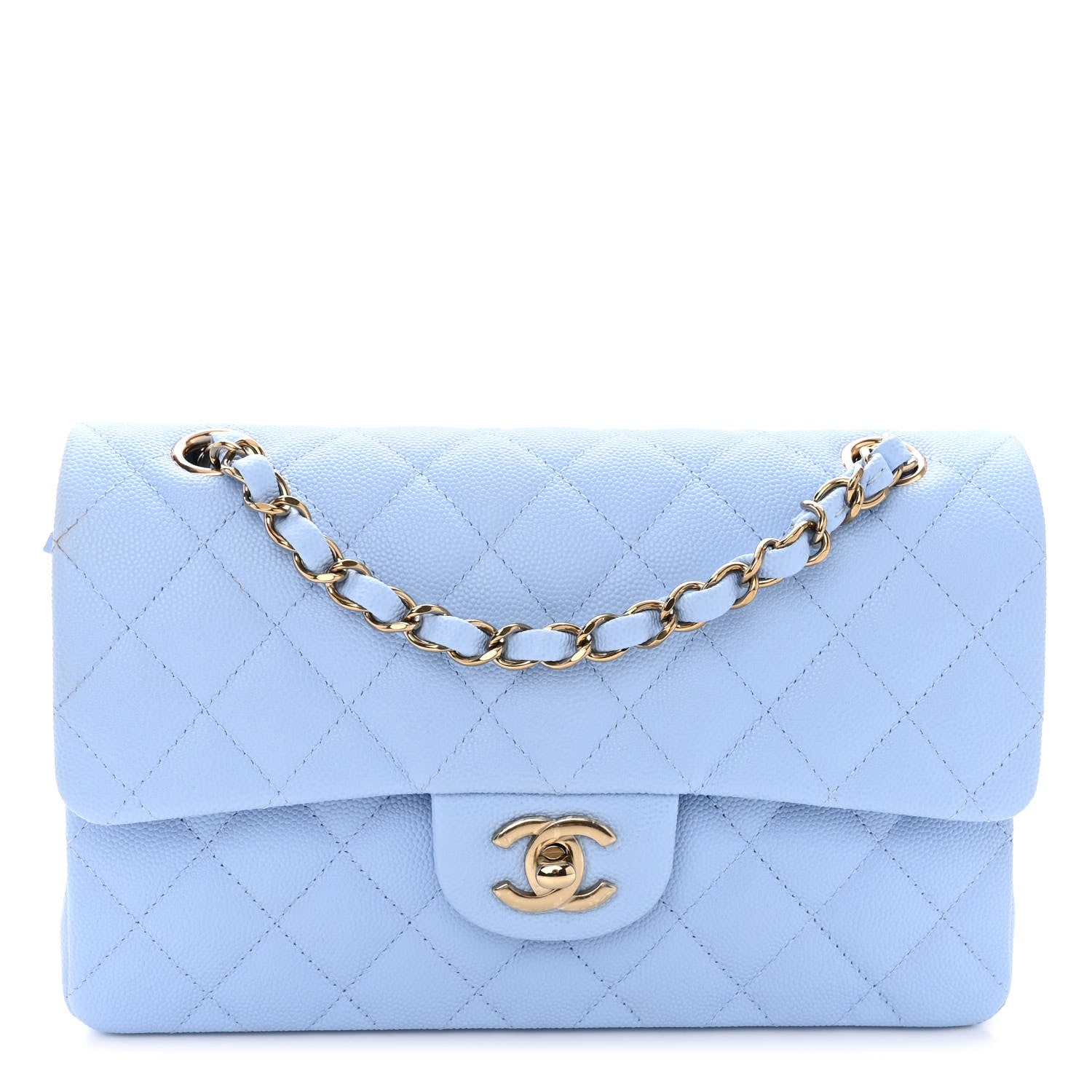 Chanel Caviar Quilted Small Double Flap Light Blue 1 of 10