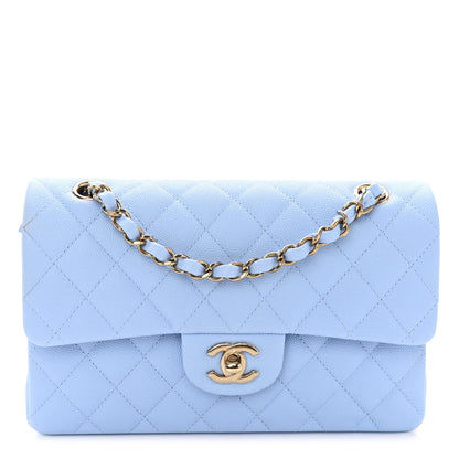 Chanel Caviar Quilted Small Double Flap Light Blue 1 of 10
