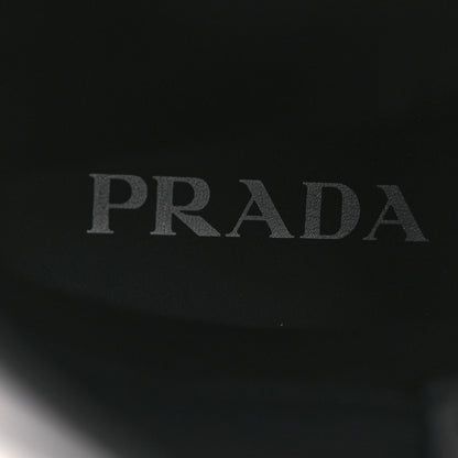 Prada Vitello Lux Nylon Metal Triangle Logo Monolith Pouch Pocket 55mm Tall Combat Boots 38.5 Black 9 of 12