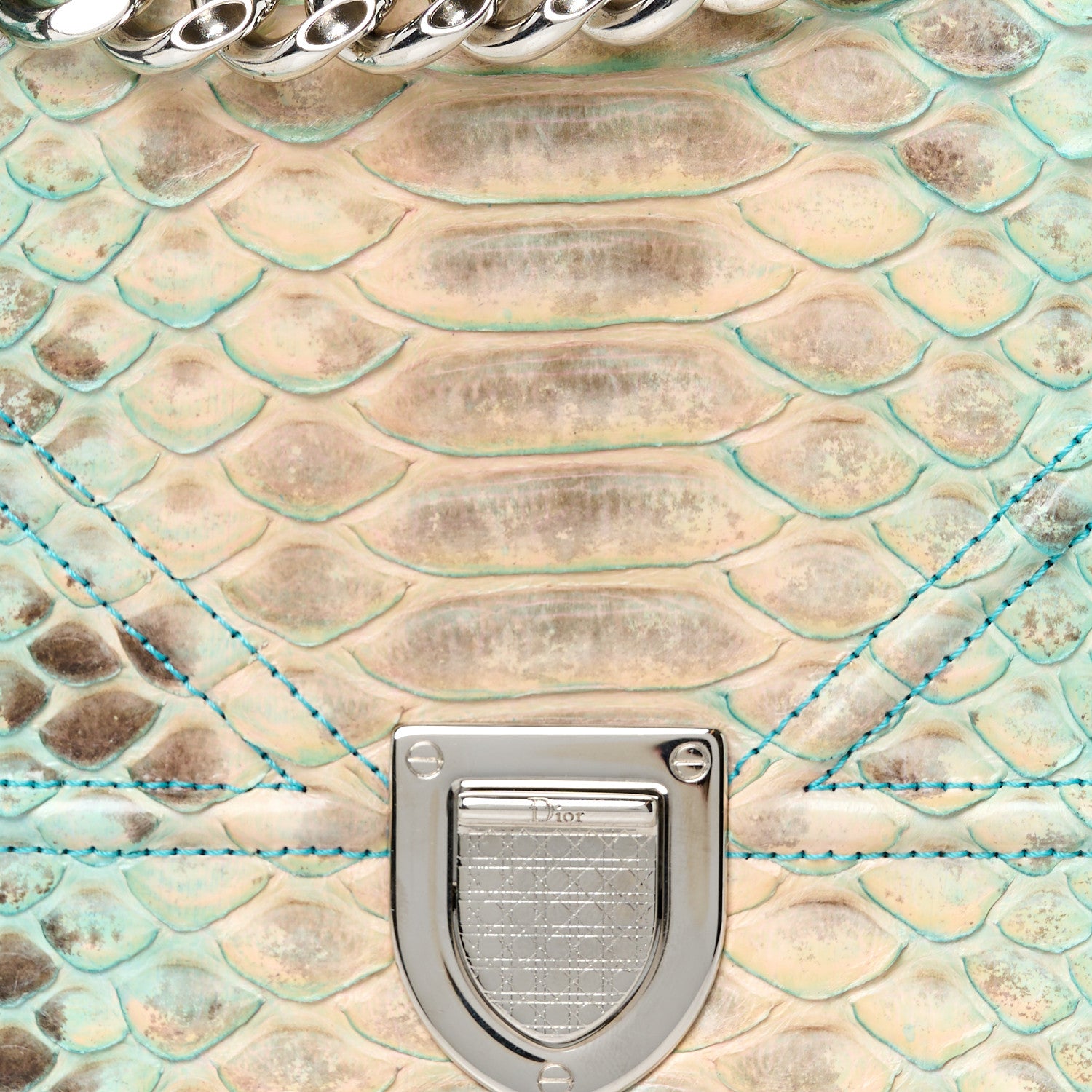 Christian Dior Snakeskin Gradient Small Diorama Flap Bag Turquoise Beige 8 of 11