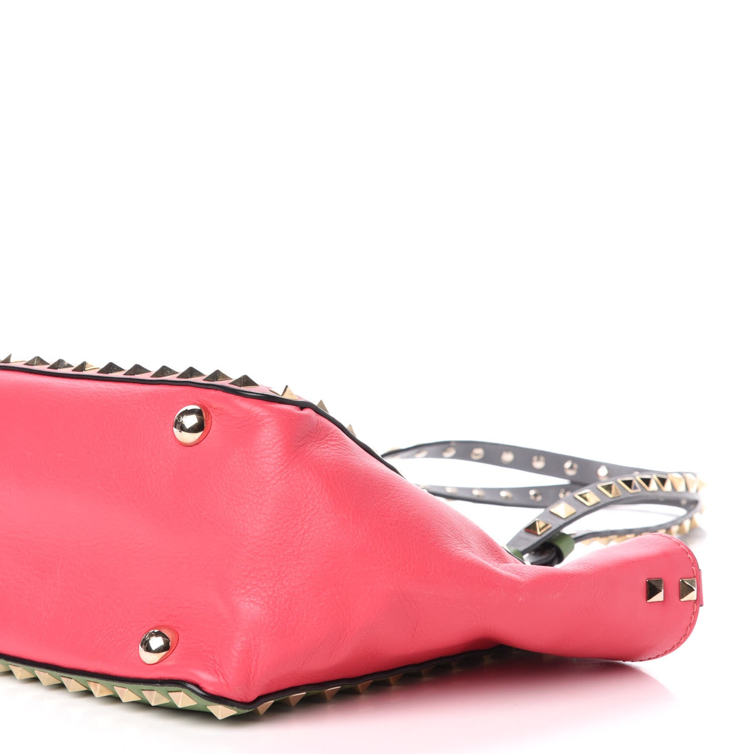 Valentino Garavani Vitello Colorblock Small Rockstud Tote Deep Rose Clover Grey Scarlet 9 of 18