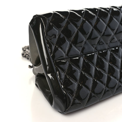Chanel Metallic Patent Quilted Medium Just Mademoiselle Bowling Bag Silver Degrade 8 of 10