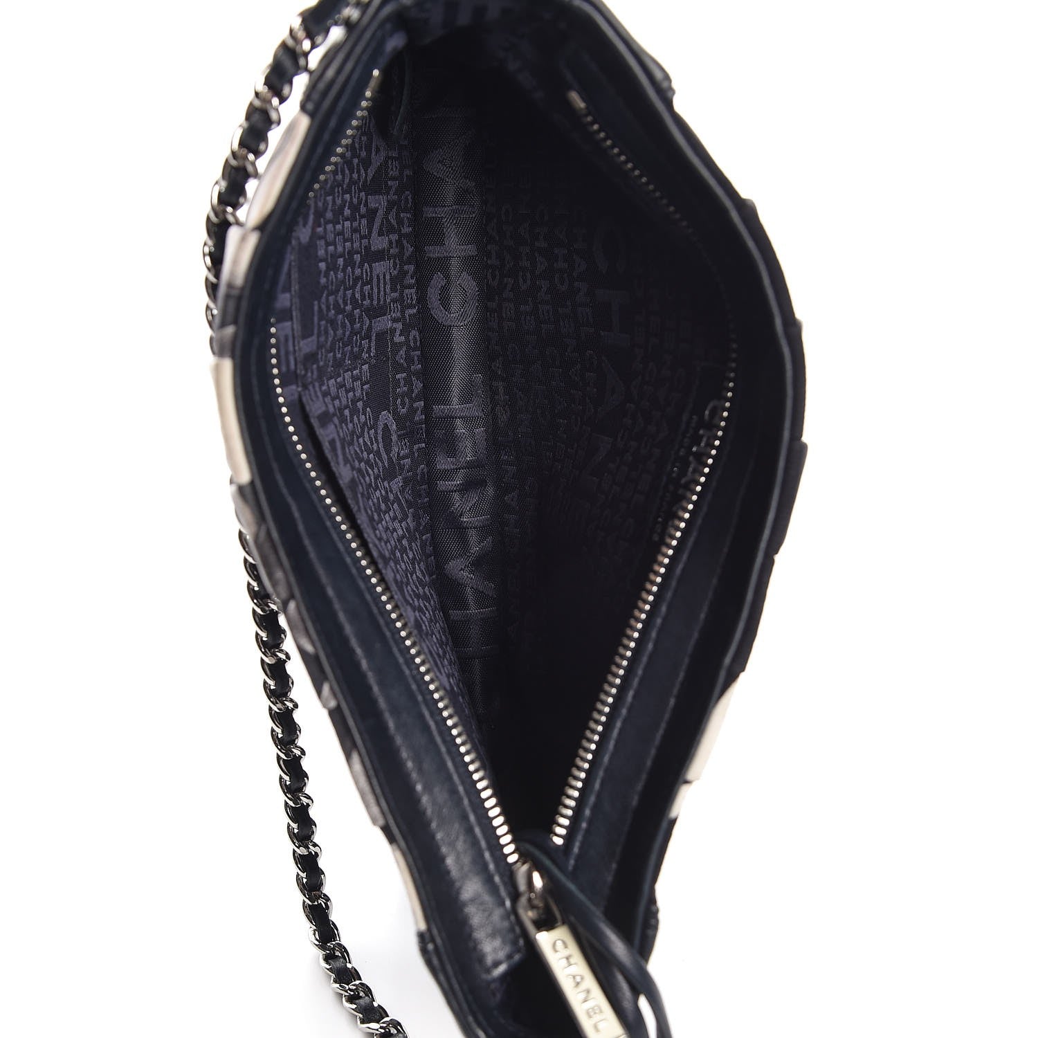 Chanel Lambskin Fabric Pleated Symbols Pochette Black 5 of 8