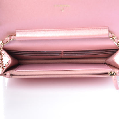 Chanel Iridescent Caviar Quilted Wallet on Chain WOC Rose Pink 5 of 9