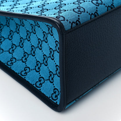 Gucci Monogram Multicolor Textured Dollar Calfskin Small Retro Interlocking G Tote Bag Light Blue 9 of 10