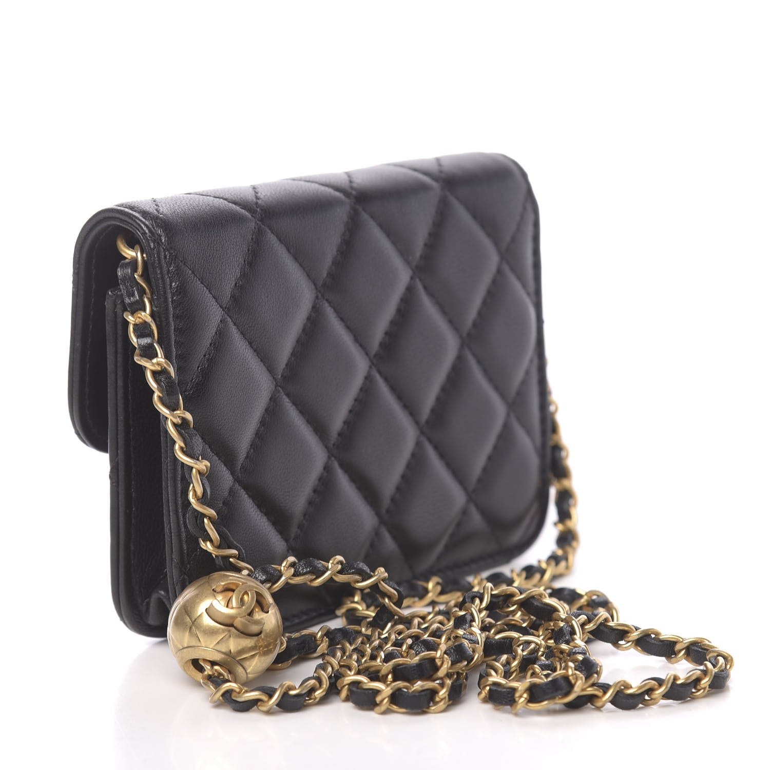 Chanel Lambskin Quilted Pearl Crush Clutch With Chain Black 3 of 13