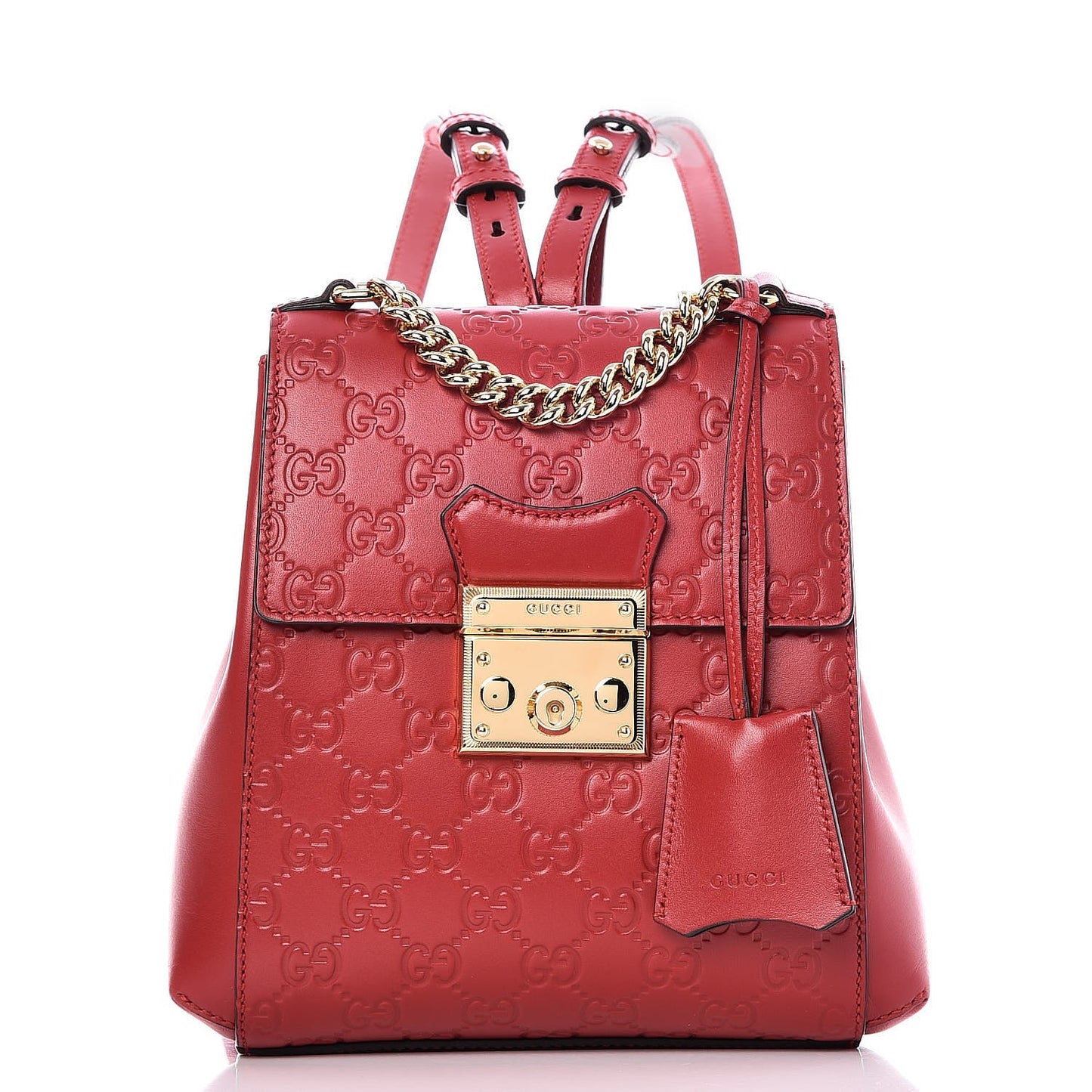 Guccissima Signature Padlock Backpack Hibiscus Red
