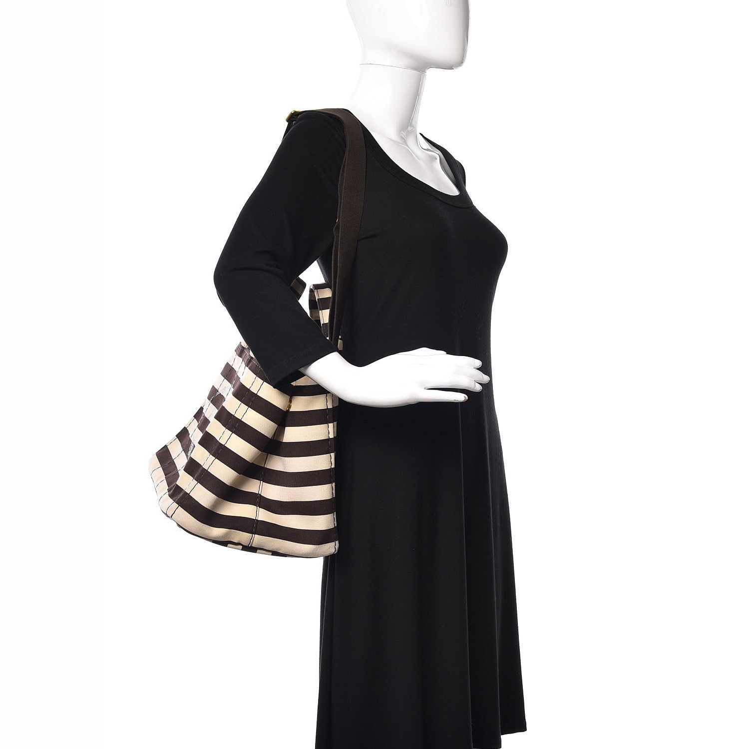 Prada Canapa Striped Logo Tote Tabacco 2 of 11