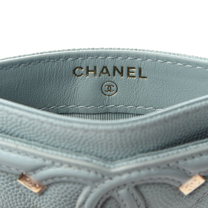Chanel Caviar Quilted Filigree Card Holder Light Blue 6 of 9